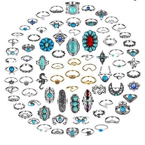 78 Pieces Boho Chic Stackable Knuckle Statement Rings NWT